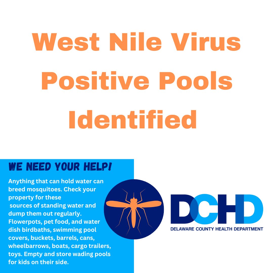 DCHD has identified the first “pool” of mosquitoes that are positive for West Nile virus in 2025. No human cases of West Nile virus have been identified at this time.

Mosquito investigation information can be found on the Environmental Health Alerts page.delcopa.gov/health/environ…