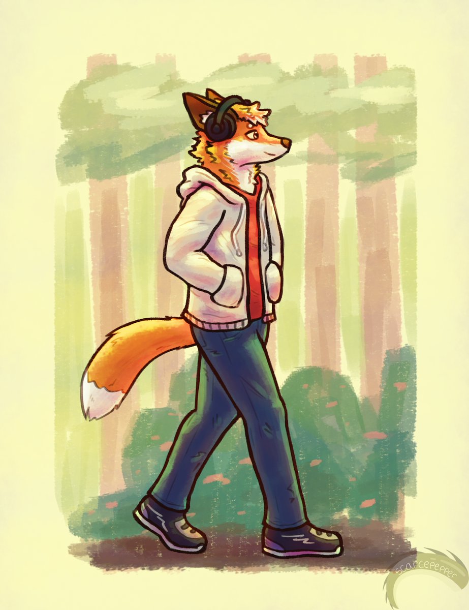 scarcepepper's tweet photo. My first attack for Art Fight 2025 of Fossils vs Crystals featuring LP's lil' fox guy on a lil' walk vibin' to music

My AF: https://t.co/TxEz9UC2qF https://t.co/TEiHV15Qi5
