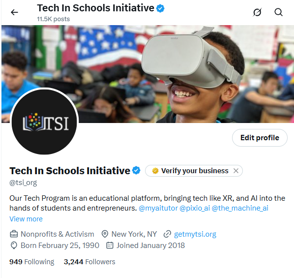 tsi_org's tweet image. x.com/tsi_org -  Educational non-profit @tsi_org , integrating XR, Web3, and AI into learning programs into schools.