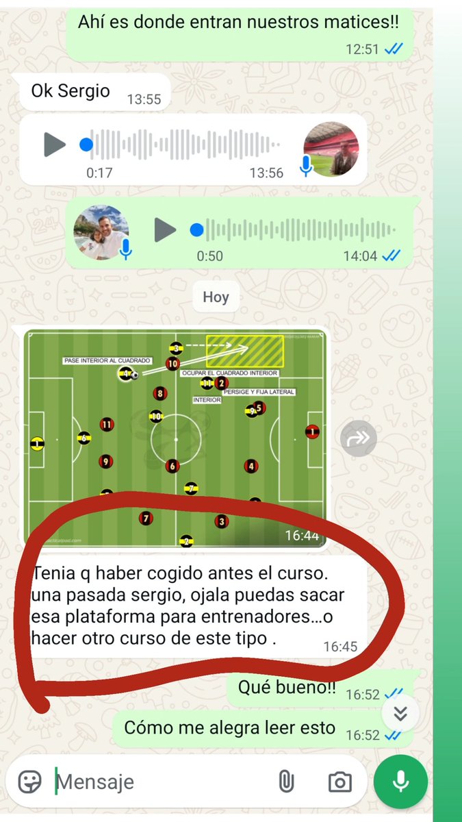 📲 Hoy me ha llegado esto por WhatsApp (ver captura 👇):

🎙️ Un alumno del curso de Salida de Balón que ha jugado en 2ªB me dice que jamás le habían explicado estos detalles…

💥"Debería haberme apuntado antes"

Si quieres + info: 
👉 wa.link/ugf2ge