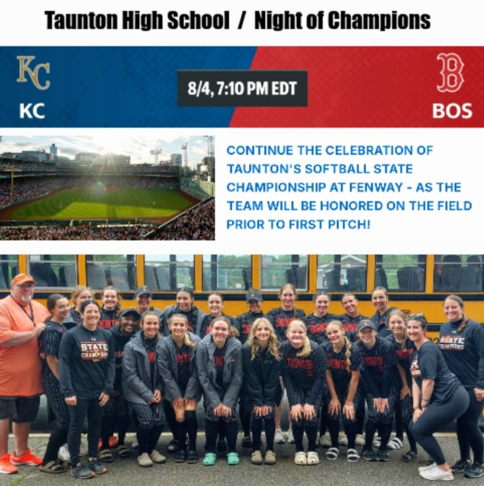 Excited to have been invited to <a href="/fenwaypark/">Fenway Park</a> for this special evening!! <a href="/tauntonsoftball/">THS Softball</a> is honored to be recognized before the <a href="/RedSox/">Red Sox</a> vs <a href="/Royals/">Kansas City Royals</a> game. Clear your schedules &amp; join us!! <a href="/CamMerritt_News/">Cameron Merritt</a> <a href="/RochieWBZ/">Dan Roche</a> <a href="/thstvstudio/">THS TV Studio</a> <a href="/ThsWebmaster/">THSAthletics</a>