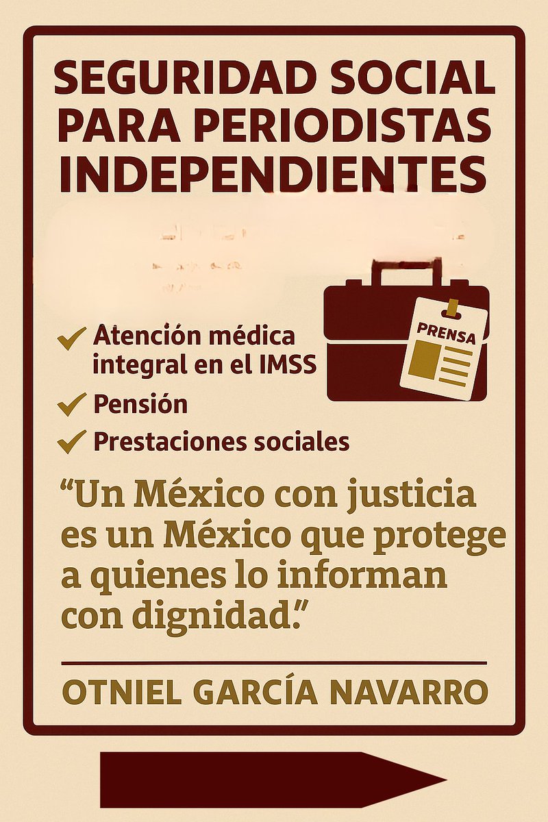 Hoy en la Comisión Permanente resalté un avance histórico:
El Programa de Seguridad Social para Periodistas Independientes garantiza:
✅ IMSS
✅ Pensión
✅ Prestaciones sociales
Con la 4T, el periodismo independiente también es trabajo digno.
#HumanismoMexicano #OtnielConElPueblo