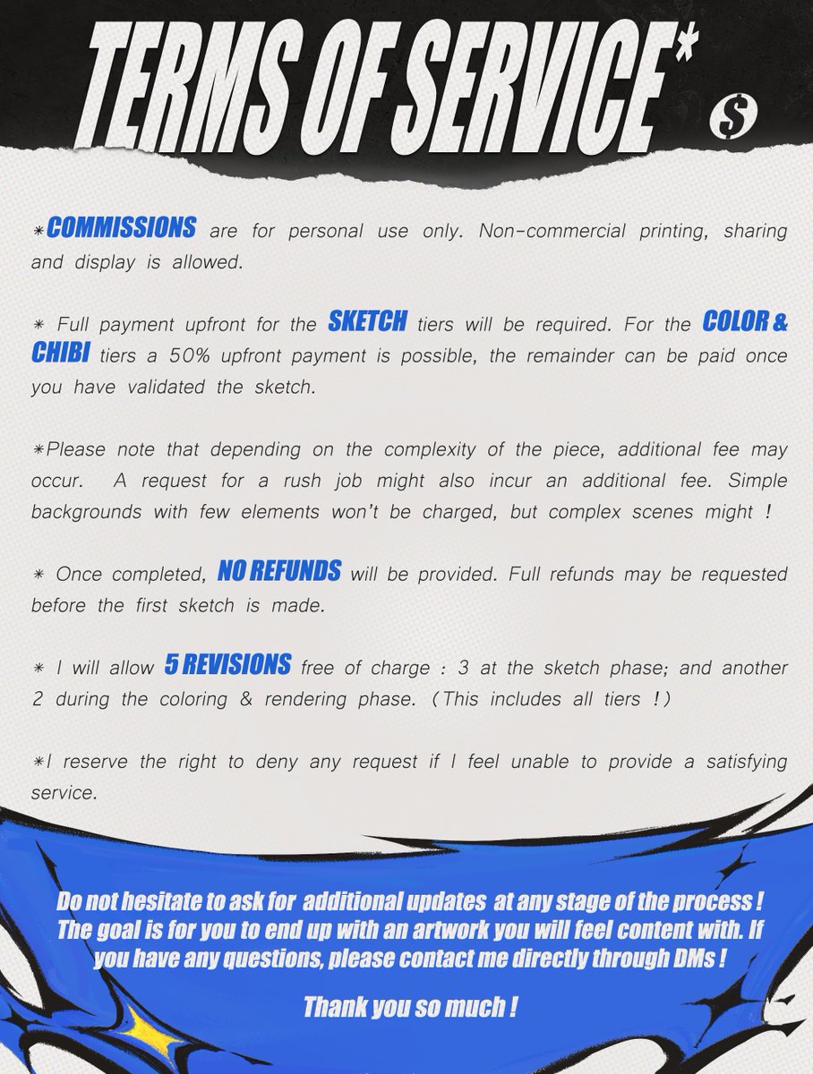 🌸COMMISSIONS OPEN 🌸

Hiii ! I'm opening commissions, you can reach out to me directly via DM if you're interested 🩷~.