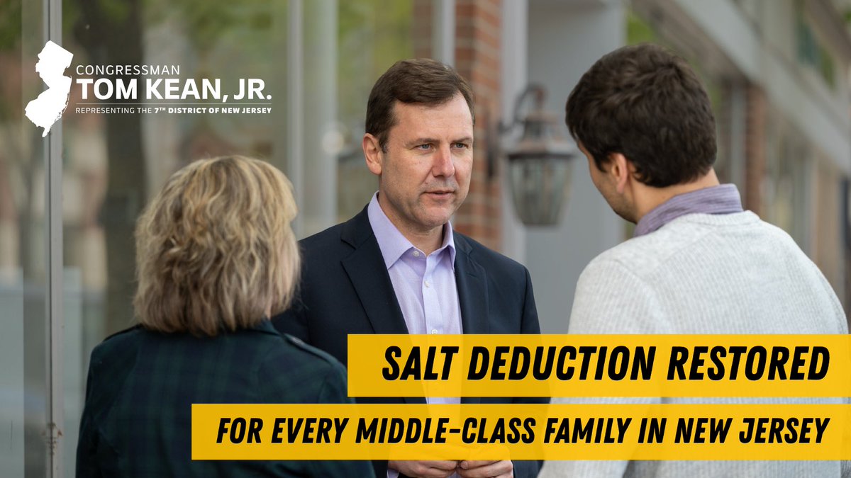 When it came to SALT relief, I didn’t back down.
 
Not from Democrats.
 
Not from Republicans.
 
I stood up for New Jersey and fully restored the SALT Deduction for every middle-class family in New Jersey.