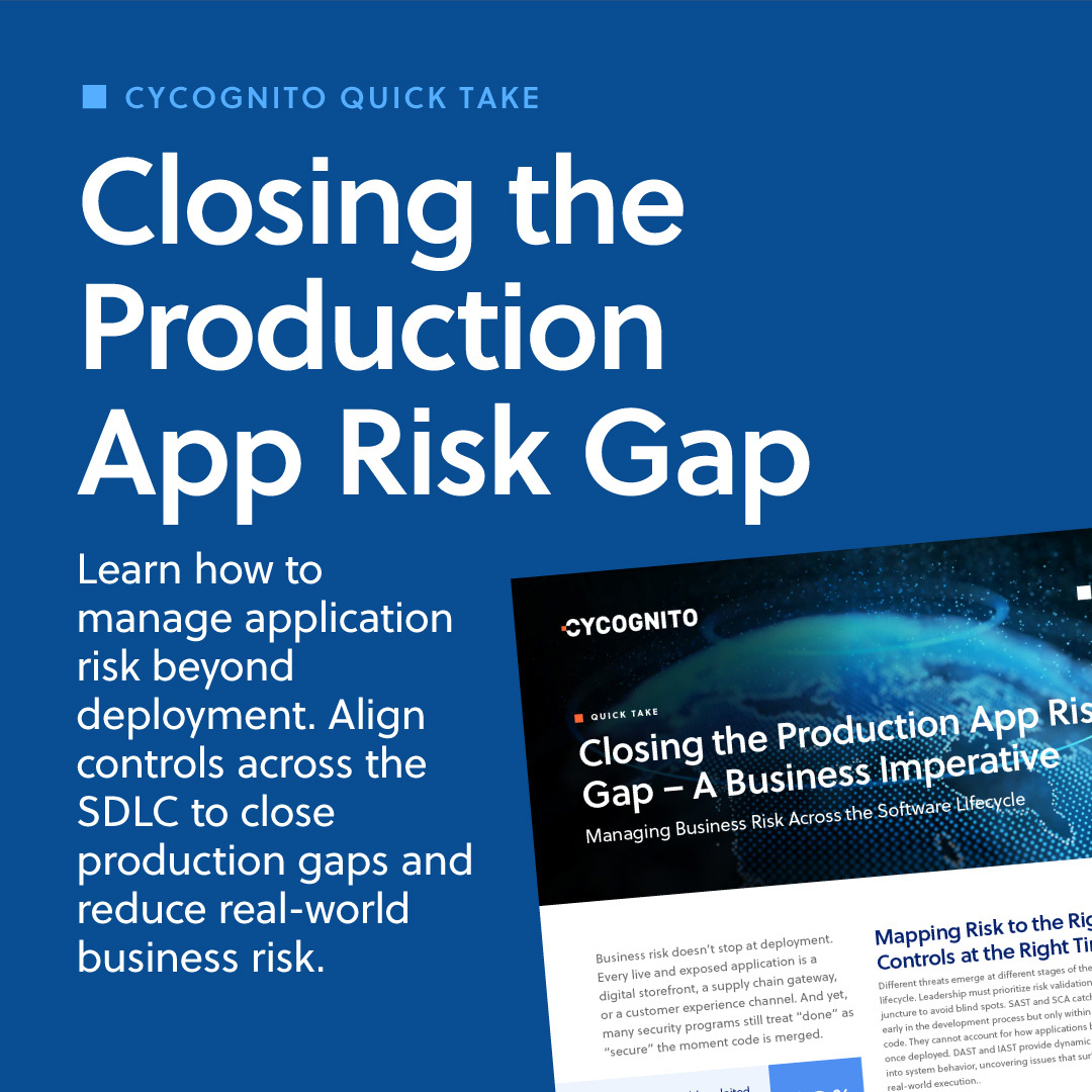 ⚠️ 60% of exploited vulns are found after deployment.

Yet many still treat “code merged” as “risk managed.”

Our new guide shows how to close the post-prod #AppSec gap—where real business risk lives. 👇

🔗 cycognito.com/resources/brie…

#DevSecOps #CyberRisk #ApplicationSecurity