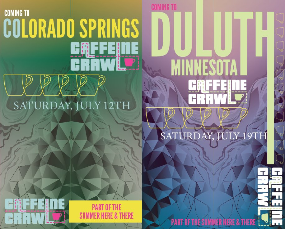 This Saturday and next, two #CAFFEINECRAWL routes in scenic locations. We have Colorado Springs and Duluth - come enjoy their coffee and chocolate scene. 

Details here...
COS - caffeinecrawl.com/store/p1632/Co…
DULUTH - caffeinecrawl.com/store/p1631/Du…