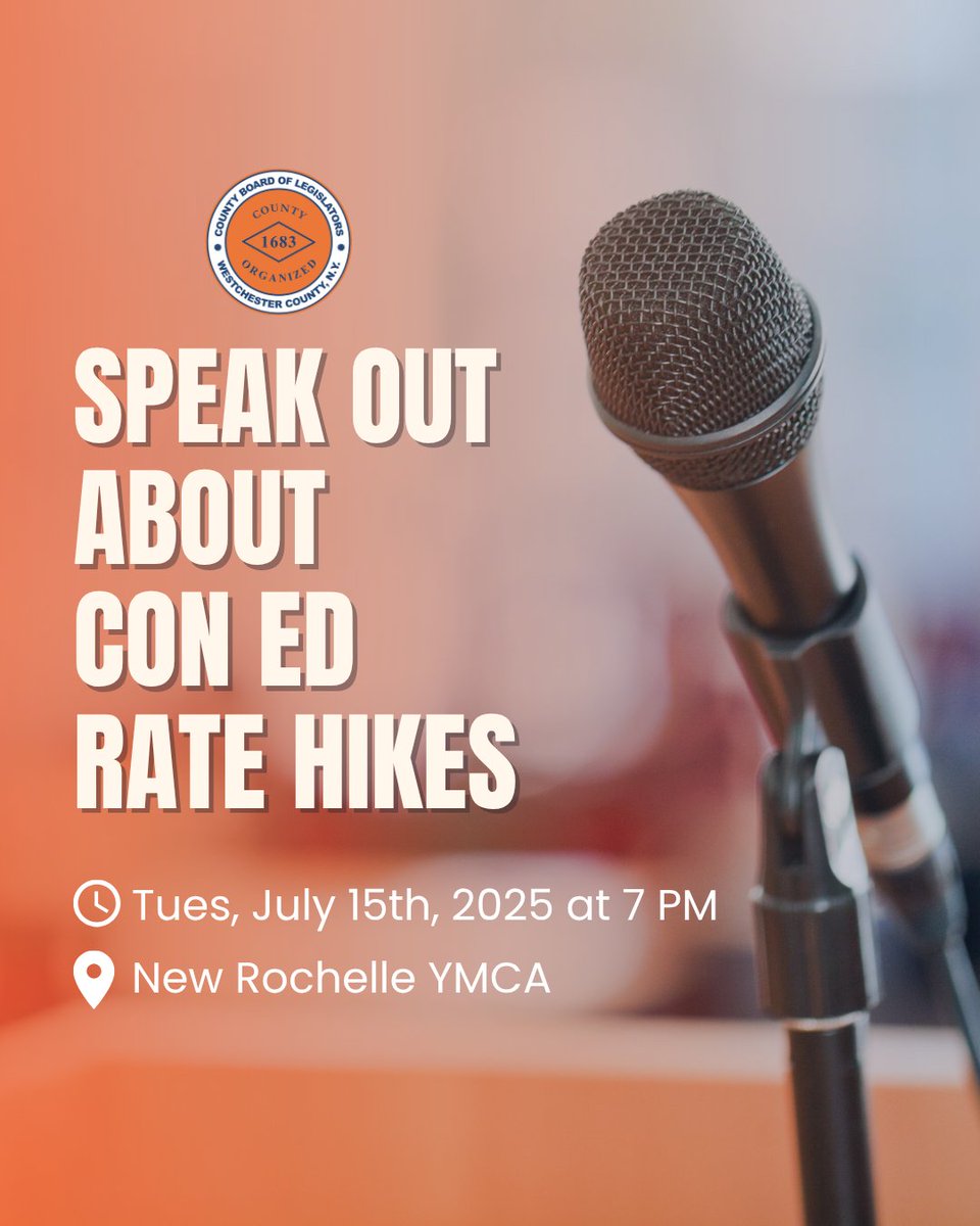 Mark your calendar and bring a neighbor! Speak out on Con Ed’s proposed rate hikes at our Public Input Session — Tuesday, July 15 at 7 PM, New Rochelle YMCA.