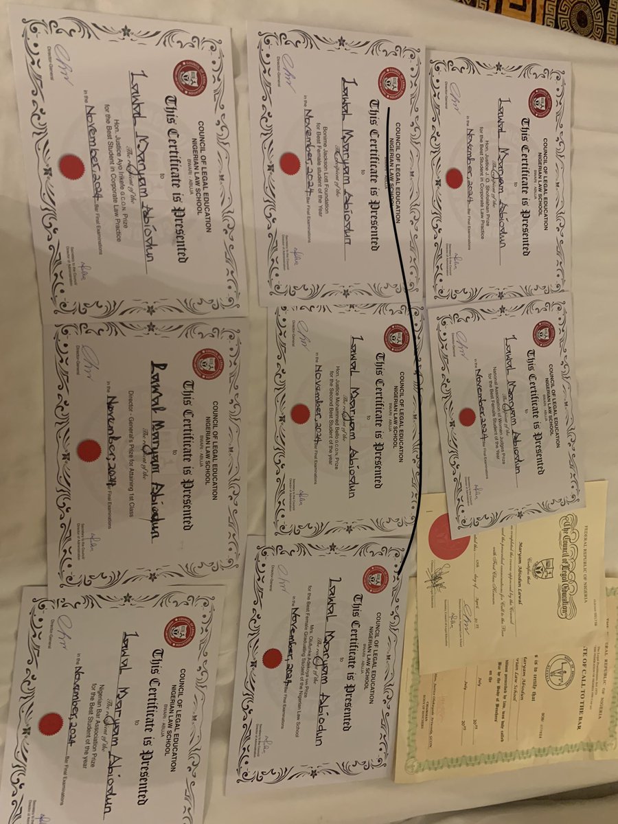 maryamlawal_'s tweet image. I was officially called to the Nigerian Bar today. 
I emerged as the Best Female Student and the Second Best Graduating Student Overall in a cohort of 7,134 students. I was also awarded the prize for Best Student in Corporate Law Practice, receiving a total of eight awards.