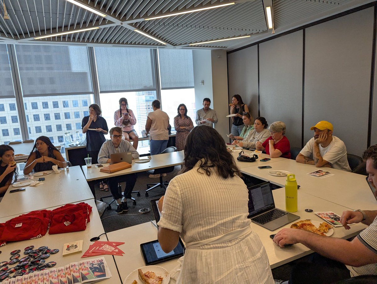 condeunion's tweet image. FLYING OFF THE SHELVES: Our new zine was a smash hit at our union lunch today. Our members packed out the event to get a copy of the zine, which explains our rights under the contract and as union members.