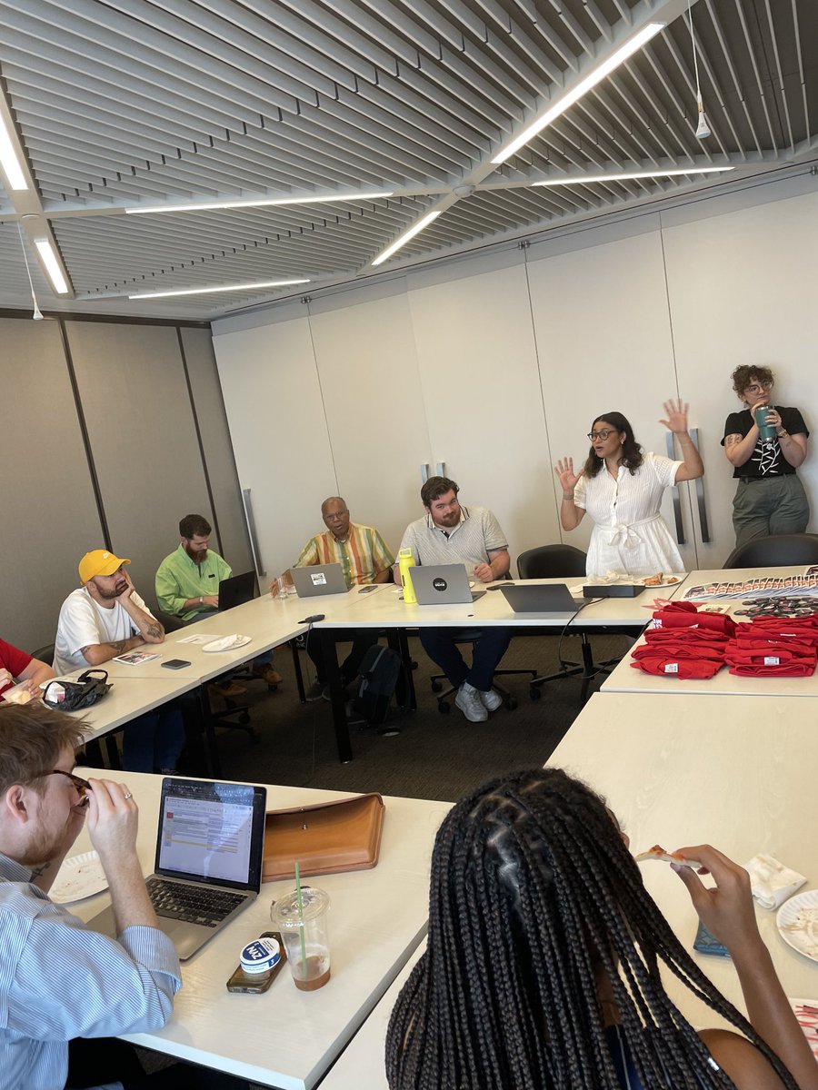 condeunion's tweet image. FLYING OFF THE SHELVES: Our new zine was a smash hit at our union lunch today. Our members packed out the event to get a copy of the zine, which explains our rights under the contract and as union members.