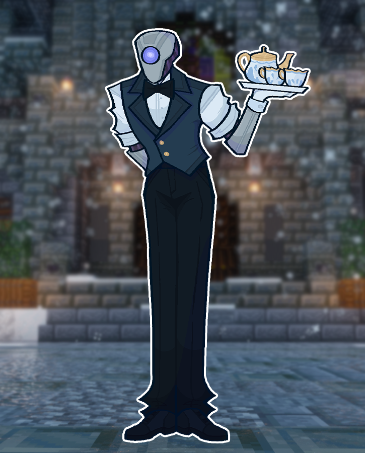 Meet Visionary!! ❄️🤖

He experiences the world in servitude to Mr Petrov, while slowly attempting to get Mr Petrov out of his shell.

.. The warforged gifted from Hakon to war painter Zorin Petrov! And hes only 1 day old!🎂🎉..
#ArcadiaStudios <a href="/arcadia_studios/">ARCADIA</a>