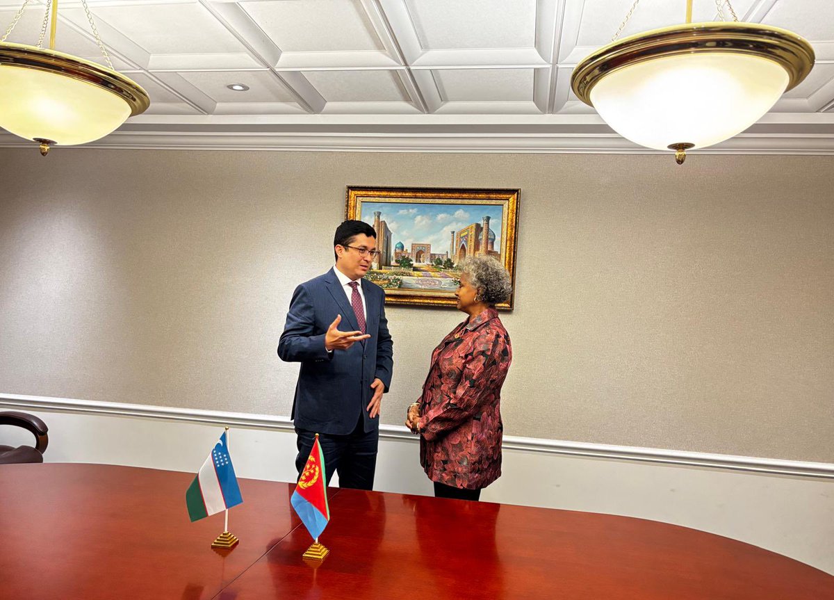 Eritrea_UN's tweet image. Today #Eritrea & #Uzbekistan officially established diplomatic relations through their respective UN Missions. @AmbStesfamariam and H.E. Mr. Ulugbek Lapasov signed the Joint Communiqué, marking a new chapter in bilateral ties rooted in mutual respect & UN Charter principles. 🇪🇷🇺🇿