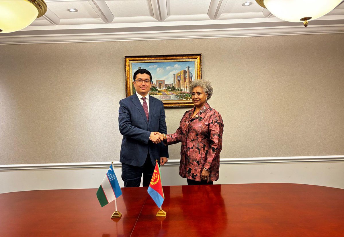 Eritrea_UN's tweet image. Today #Eritrea & #Uzbekistan officially established diplomatic relations through their respective UN Missions. @AmbStesfamariam and H.E. Mr. Ulugbek Lapasov signed the Joint Communiqué, marking a new chapter in bilateral ties rooted in mutual respect & UN Charter principles. 🇪🇷🇺🇿