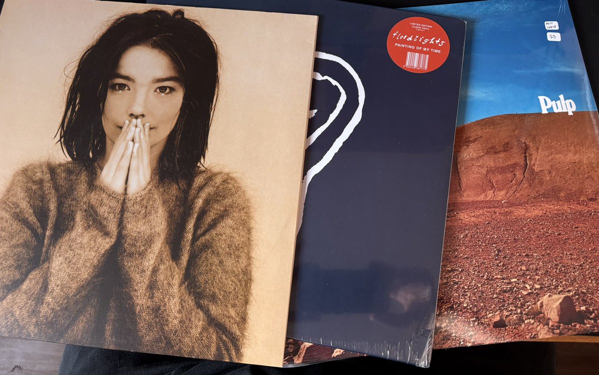 May have bought some records today 😂 <a href="/Floodlights__/">Floodlights</a> <a href="/welovepulp/">Pulp</a> <a href="/bjork/">björk</a>