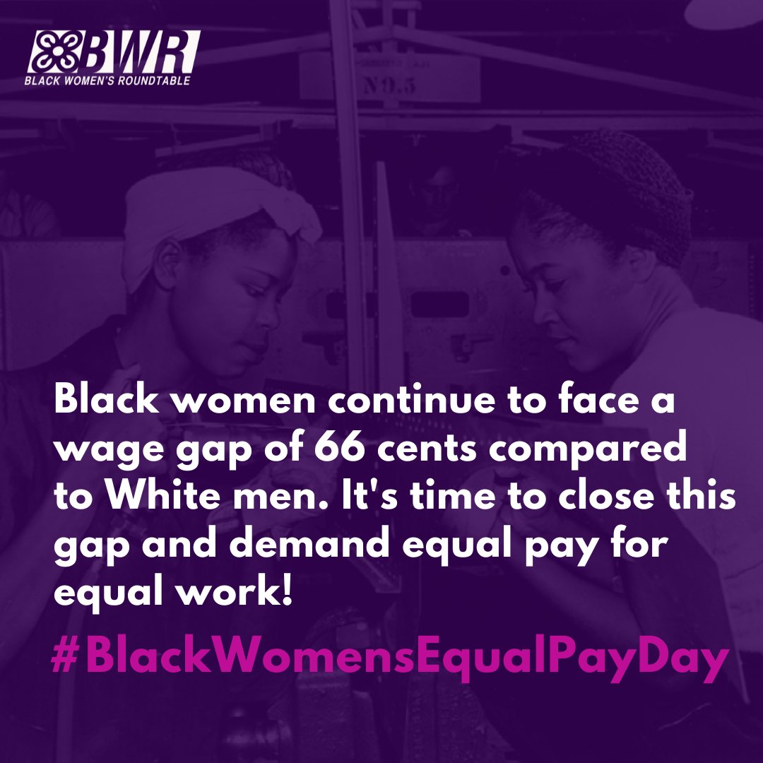 💵 66 cents on the dollar isn’t enough and it isn't fair. That’s what Black women working full time, year-round are paid, on average, for every dollar paid to white, non-Hispanic men working full time, year-round.  #BlackWomensEqualPayDay #PayMeWhatYouOweMe