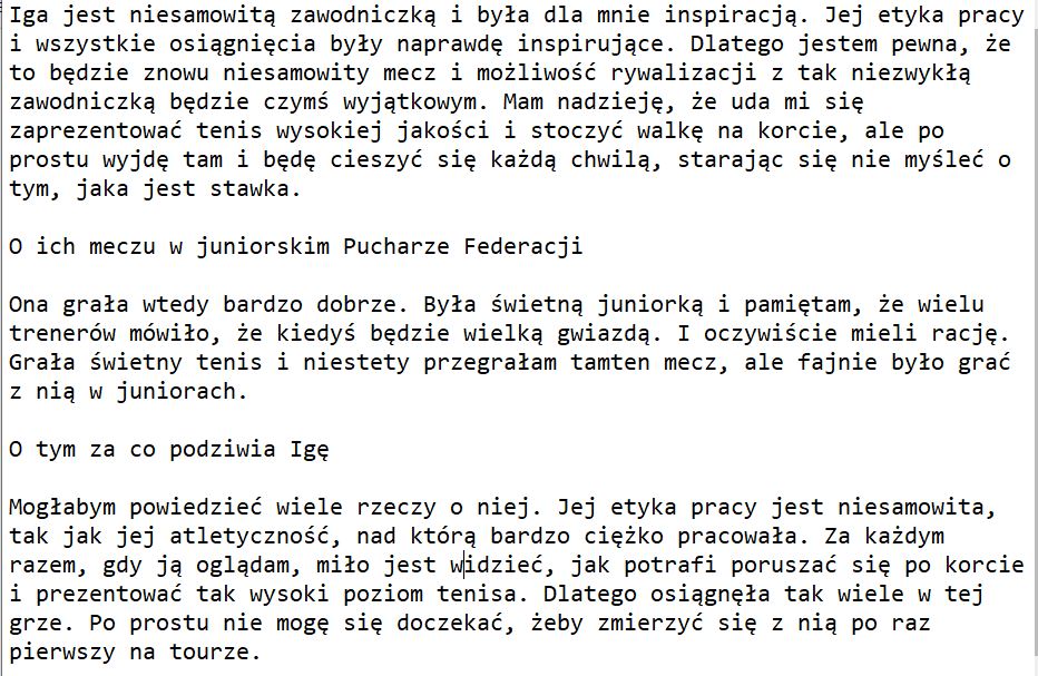 Amanda is Iganator 😁 Anisimova o Idze Świątek, z dzisiejszej konferencji prasowej, na której były trzy pytania o Polkę