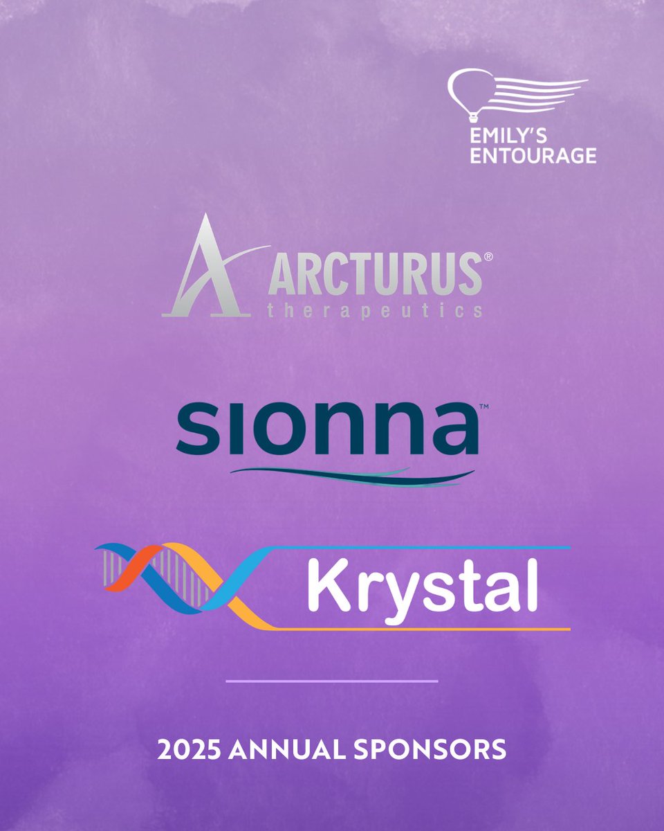 We’re so grateful to <a href="/KrystalBiotech/">Krystal Biotech</a>, <a href="/ArcturusRx/">ArcturusRx</a>, and <a href="/sionna_tx/">sionna_tx</a> for being  2025 Tier 4 Annual Sponsors—and for fueling EE’s mission and accelerating breakthroughs for the final 10% of the #cysticfibrosis community. 

Thank you from the bottom of our hearts! 💜

#CureCF #CF