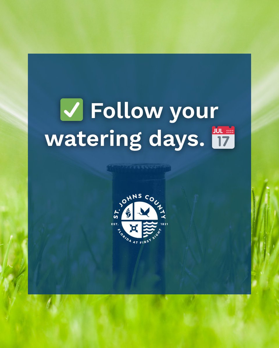As temperatures rise in the summer ☀️, the demand for water to irrigate lawns and gardens also increases. 🌺 By doing your part and being water smart, you can help conserve our water resources for future generations. 💧 bit.ly/3FY4F3v

#MySJCFL #SmartIrrigationMonth
