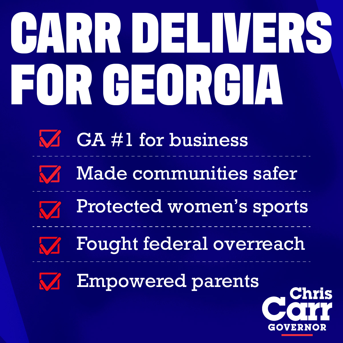 ChrisCarr_Ga's tweet image. I helped make Georgia the #1 state for business as Commissioner of Economic Development.
As Attorney General, I’ve led the nation in the fight against fentanyl, gangs, and human trafficking — and I’m the only Attorney General in America to beat Joe Biden, Stacey Abrams, and…