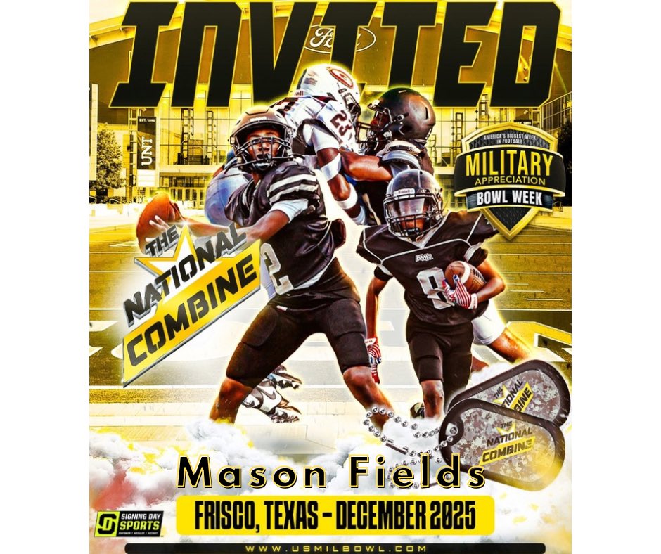 Mason “The Flash” Fields (@masontheflash23) on Twitter photo Thankful and blessed to be invited to the US Army Bowl Combine. <a href="/GregCooperUSA/">Natl Recruiting Dir | Military Appreciation Bowl</a> <a href="/LawrencHopkins/">Lawrence Hopkins</a> <a href="/CourseLlc/">Fieldhouse Performance Course LLC</a> <a href="/JameyDubose/">Jamey DuBose</a> <a href="/BiloxiFB/">Biloxi High Football</a> <a href="/BiloxiAthletics/">Biloxi High Athletics</a> <a href="/BingoMediaLLC/">Bingo Media</a> <a href="/Coastfootball/">Coast Football™</a> <a href="/CoachFieldsj/">JoelFields</a> <a href="/BrennanMarion4/">Coach Marion</a> <a href="/USAFootball/">USA Football</a> <a href="/ArmyBowlCombine/">USArmyBowlCombine</a> Thankful and blessed to be invited to the US Army Bowl Combine. <a href="/GregCooperUSA/">Natl Recruiting Dir | Military Appreciation Bowl</a> <a href="/LawrencHopkins/">Lawrence Hopkins</a> <a href="/CourseLlc/">Fieldhouse Performance Course LLC</a> <a href="/JameyDubose/">Jamey DuBose</a> <a href="/BiloxiFB/">Biloxi High Football</a> <a href="/BiloxiAthletics/">Biloxi High Athletics</a> <a href="/BingoMediaLLC/">Bingo Media</a> <a href="/Coastfootball/">Coast Football™</a> <a href="/CoachFieldsj/">JoelFields</a> <a href="/BrennanMarion4/">Coach Marion</a> <a href="/USAFootball/">USA Football</a> <a href="/ArmyBowlCombine/">USArmyBowlCombine</a>
