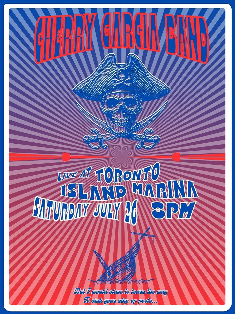 SATURDAY JULY 26, Cherry Garcia Band at The Upper Deck at Toronto Island Marina! our fave TO date! we will be playing Dead, JGB, Motown, Dylan, Reggae, originals.
FREE SHOW, and free tender (York St.) to TIM if you say you're coming to the CGB show
8pm 
#deadhead #jamband #TOlive