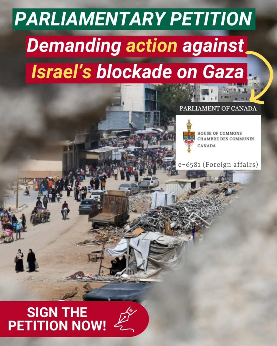 The parliamentary petition to suspend trade with Israel closes for signatures tomorrow July 11 at noon - please sign and share widely if you haven't already! ourcommons.ca/petitions/en/P…
#cdnpoli #Canada #stopthegenocide #FreePalestine
