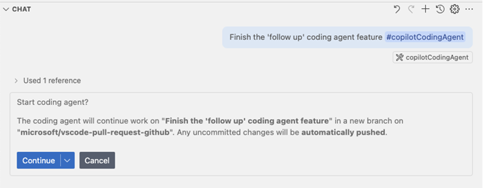 chgunderman's tweet image. More Copilot coding agent goodness:

- You can now view the session log of coding agent sessions right in VS Code

- You can push a partial change to a branch and delegate its completion to Copilot coding agent with the new #copilotCodingAgent tool.

code.visualstudio.com/updates/v1_102…