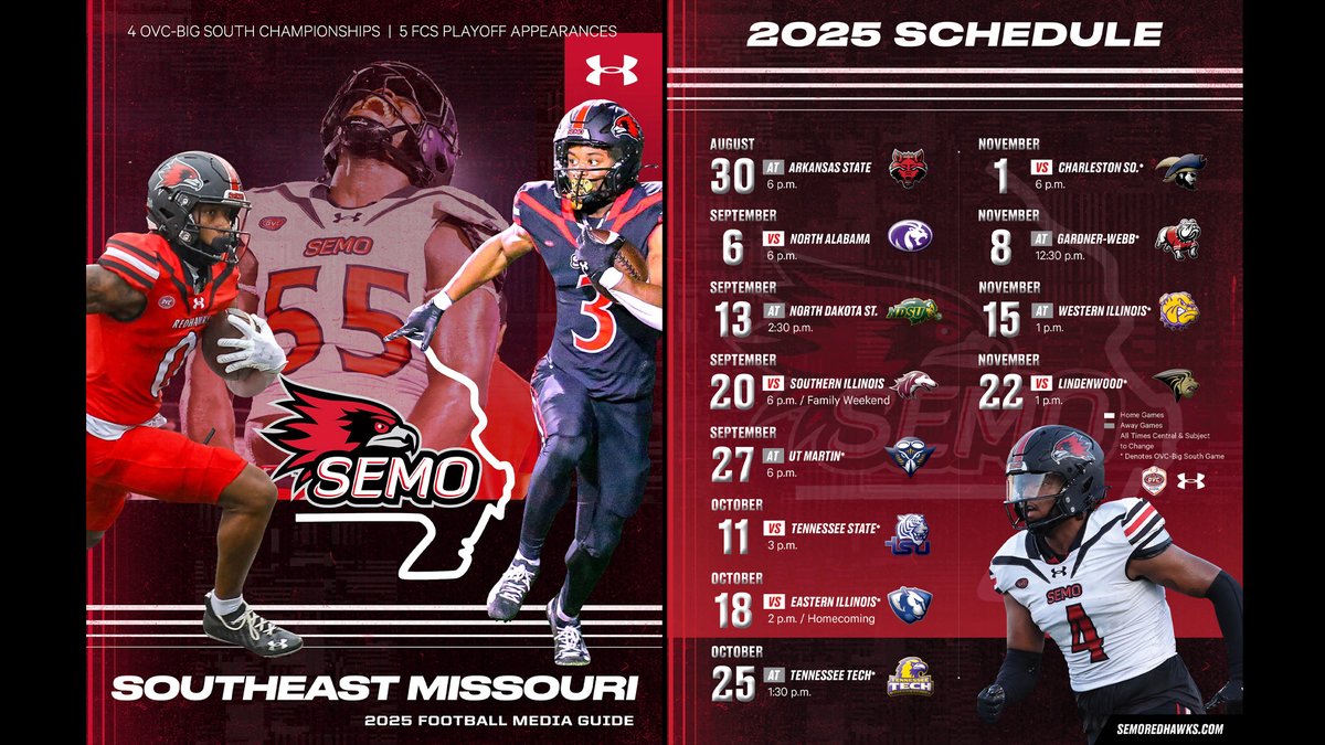 Are you ready for some football? In 51 days, Southeast Missouri will kick off its 2025 season at Arkansas State (Aug. 30). Here's a look at this year's media guide.
Flip Version: heyzine.com/flip-book/9467…
PDF: shorturl.at/sxl2V
