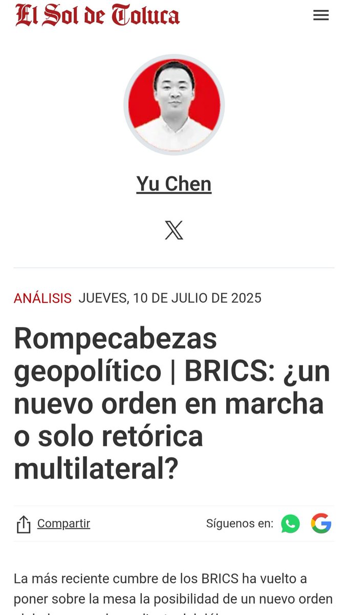 Escribo para el <a href="/SOLTOLUCA/">El Sol de Toluca</a> sobre la Cumbre de los BRICS, 🇧🇷🇷🇺🇮🇳🇨🇳🇿🇦

oem.com.mx/elsoldetoluca/…