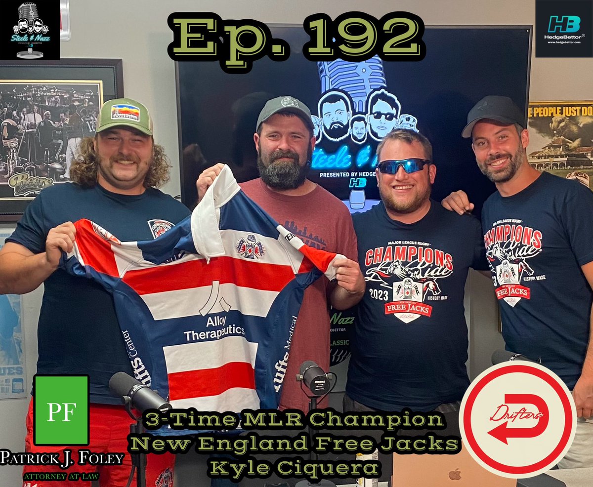SteeleandNazz's tweet photo. Ep. 192:  3-Time Major League Rugby champion Kyle Ciquera

The legend of @NEFreeJacks returns to the program to discuss winning a 3rd straight MLR championship.

LISTEN NOW ⬇️
https://t.co/zOQkKqoAxj https://t.co/U3WGYgijwi