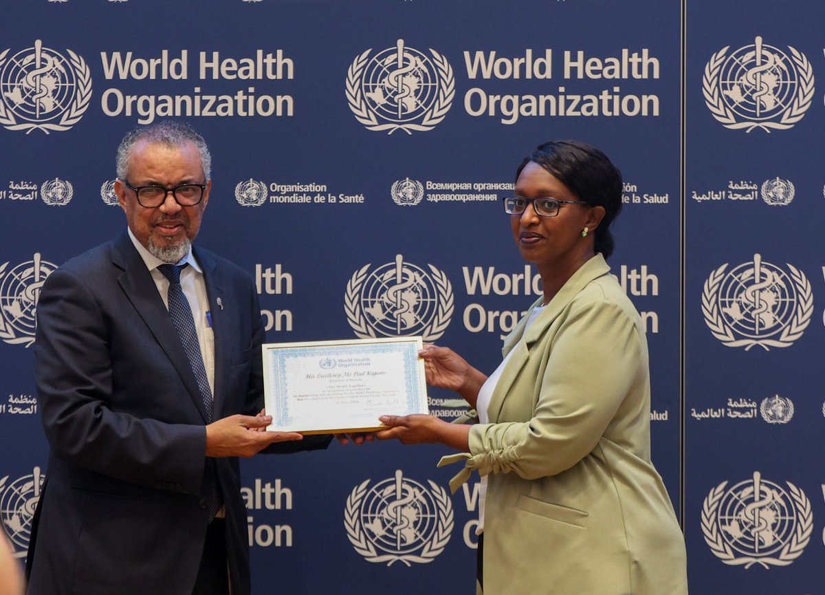 The World Health Organization (WHO) has recognized President Paul Kagame for his pivotal leadership in advocating for a global, legally binding instrument aimed at strengthening the prevention, preparedness, and response to health emergencies.
In a symbolic moment for global