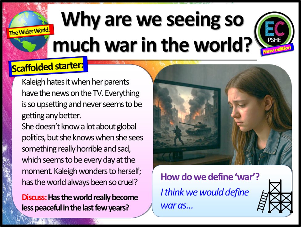 #FREE #PSHE lesson to address rising levels of #conflict  in the world with KS3/KS4 students - #ukedchat #teachersofx #teaching #freelesson #citizenship #war ecpublishing.co.uk/collections/fr…