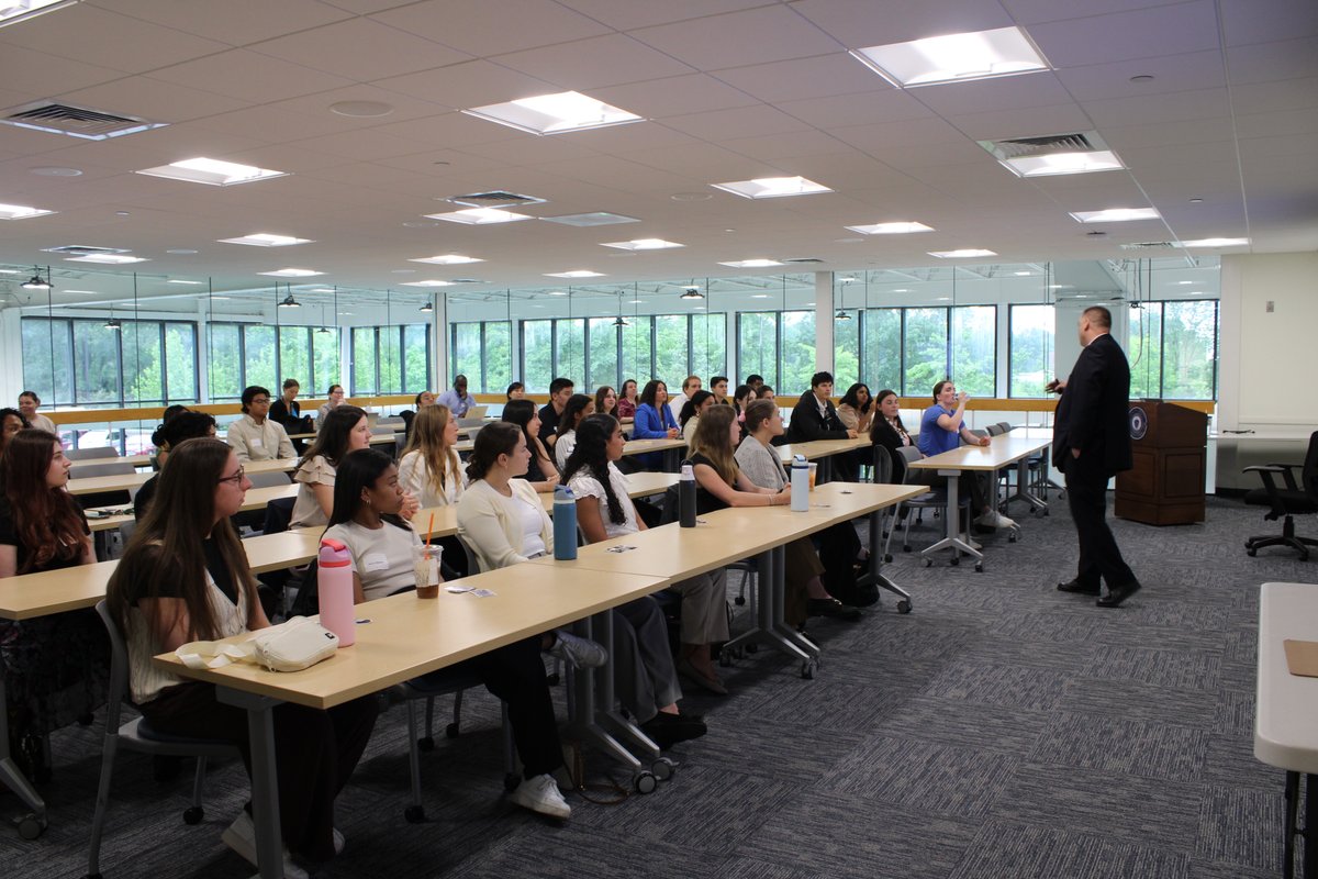 EOPSS's tweet image. Yesterday, the EOPSS Summer Interns got an inside look at how Massachusetts prepares its future public safety professionals. During a visit to the @MassMPTC's Lynnfield facility, interns observed recruit classroom instruction, met service dogs, and participated in hands-on…