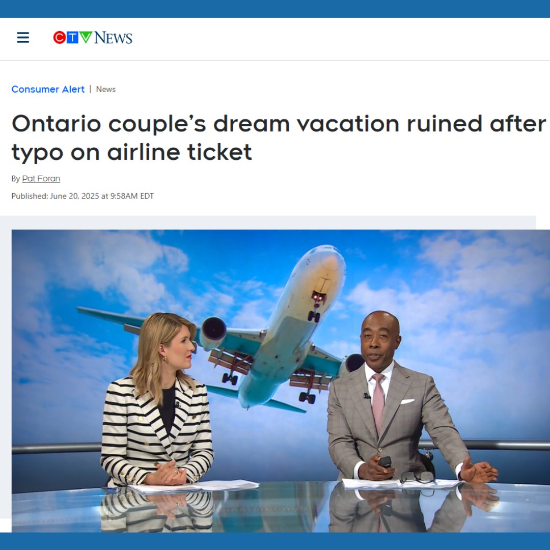 An Ontario couple’s dream trip was derailed by a single-letter typo in a last name:
✅ Always verify your name matches your passport exactly
✅ Use TICO-registered travel agencies and booking websites for added protection
Check out the full story here: linktr.ee/TICOntario