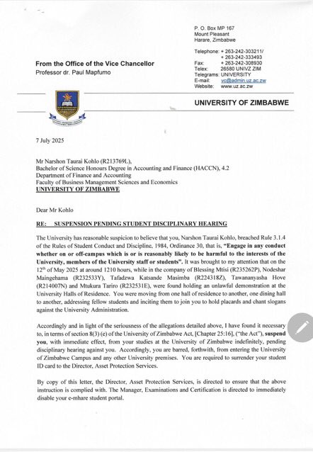 We demand order from UZ admin, nonsensical actions must just stop now. Persecution of student leadership has no place in our education system. We call upon all education stakeholders to join students in this fight. #EndCrisisInEducation
#NTAnow
