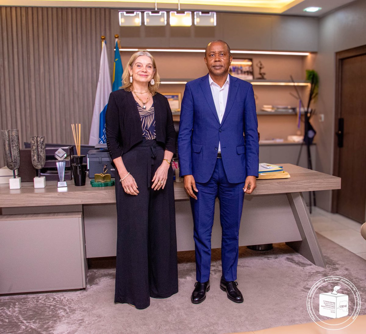 Ceni-RDC (@cenirdc) on Twitter photo ACTIVITÉS | Le Président <a href="/dkadimaofficiel/">Denis Kadima Kazadi</a> a échangé, ce jour, avec Mme Angèle Samura sur l’état d’avancement du processus électoral : feuille de route, budget et enseignements des scrutins antérieurs. La cheffe de mission néerlandaise a souligné « l’expertise remarquable » du ACTIVITÉS | Le Président <a href="/dkadimaofficiel/">Denis Kadima Kazadi</a> a échangé, ce jour, avec Mme Angèle Samura sur l’état d’avancement du processus électoral : feuille de route, budget et enseignements des scrutins antérieurs. La cheffe de mission néerlandaise a souligné « l’expertise remarquable » du