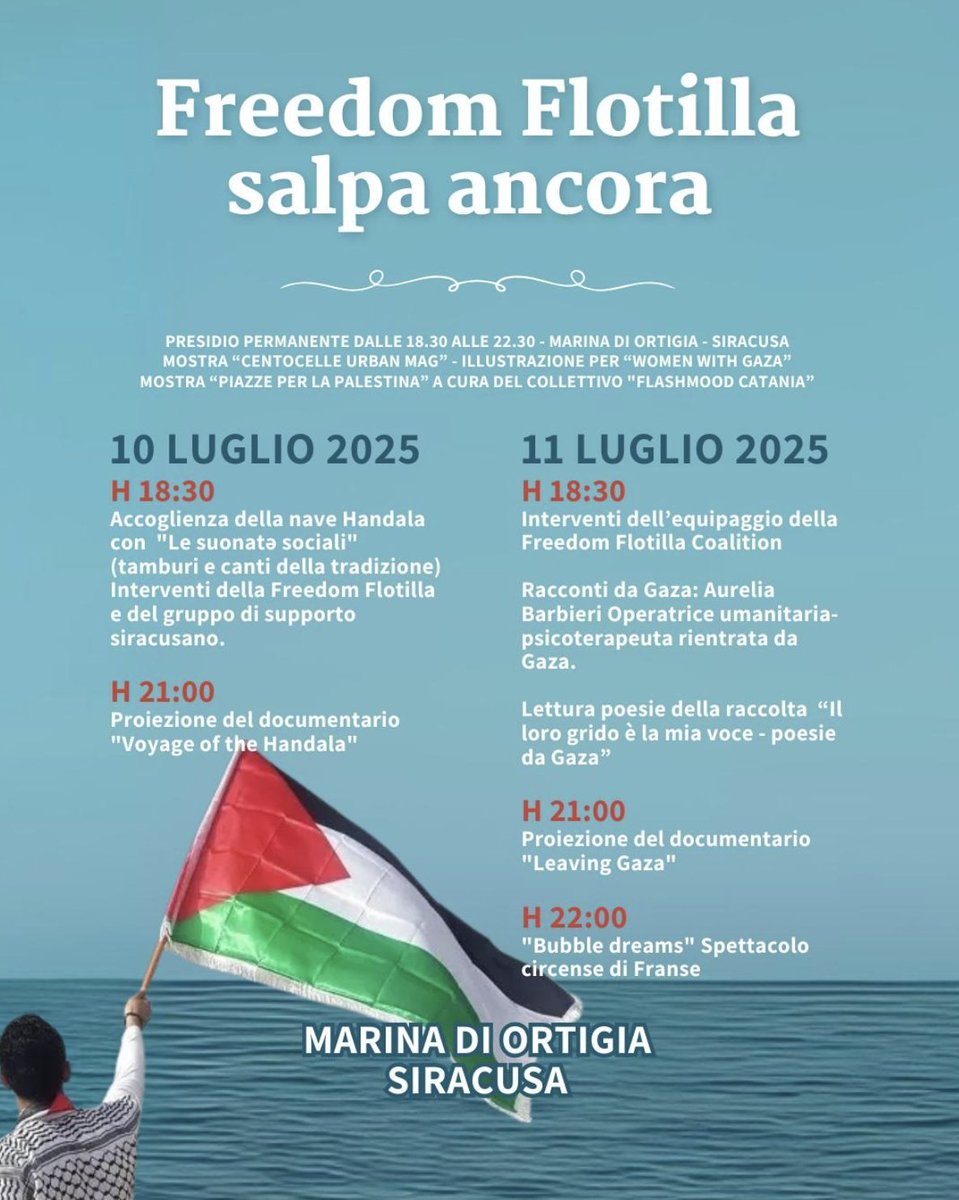 Ann Wright (@annwright46) on Twitter photo Launch events in Siracusa, Sicily for the Handala, the next Gaza flotilla ship to challenge the illegal Israel naval blockade of Gaza...and the horrific Israeli genocide of Palestinians! <a href="/GazaFFlotilla/">Freedom Flotilla Coalition</a> @USBoatstoGaza Launch events in Siracusa, Sicily for the Handala, the next Gaza flotilla ship to challenge the illegal Israel naval blockade of Gaza...and the horrific Israeli genocide of Palestinians! <a href="/GazaFFlotilla/">Freedom Flotilla Coalition</a> @USBoatstoGaza