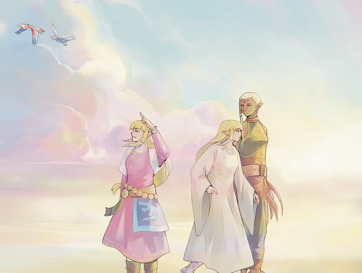 cynderrfall's tweet image. My spot art for @kenlair’s skyward sword fic as part of @zelda_zine 🩵🩷
