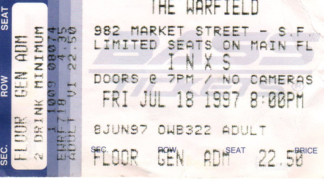 INXS's tweet image. Do you still have your INXS concert tickets? Post a photo and tag us to be featured on our feed 🎟️