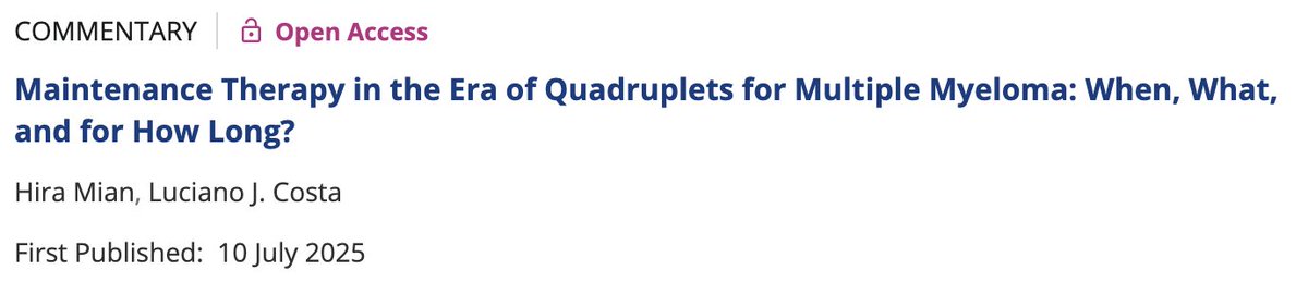 Hira Mian (@hirasmian) on Twitter photo Do we need maintenance therapy for everyone in quadruplet era? particularly relevant for older adults with CEPHEUS and IMROZ results. lucky me that I got to write this with <a href="/End_myeloma/">Luciano J Costa</a> ๐
onlinelibrary.wiley.com/doi/full/10.10โฆ <a href="/McMasterU/">McMaster University</a> Do we need maintenance therapy for everyone in quadruplet era? particularly relevant for older adults with CEPHEUS and IMROZ results. lucky me that I got to write this with <a href="/End_myeloma/">Luciano J Costa</a> ๐
onlinelibrary.wiley.com/doi/full/10.10โฆ <a href="/McMasterU/">McMaster University</a>