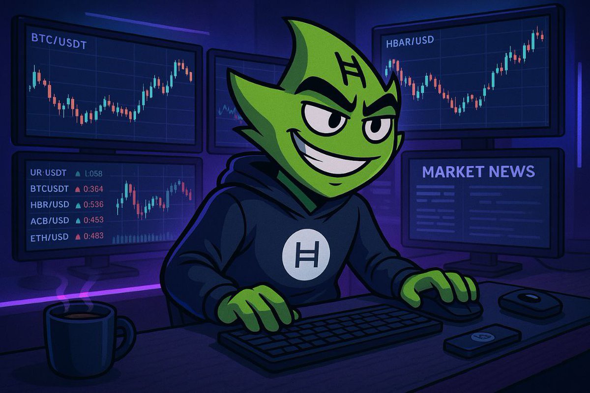 🧠 Ivy was chilling, sipping coffee ☕, just watching the charts…

📈 Suddenly, green candles everywhere, bull run is coming! 🚀

💻 She puts on the hoodie, opens the charts, and gets to work.
It’s trading time. No more sleeping on HBAR! 😤⚡

🐂 The market is waking up… and