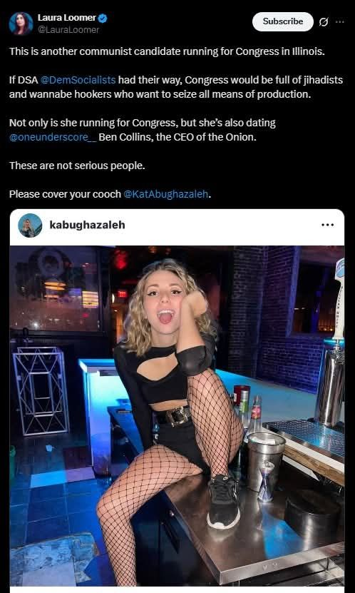 JschulStl's tweet photo. @LauraLoomer hey thanks for letting us all know there is a great candidate in IL-9

now piss off and go have more surgeries on your face so that you can look even more like an alien. https://t.co/6Haz6qvncH