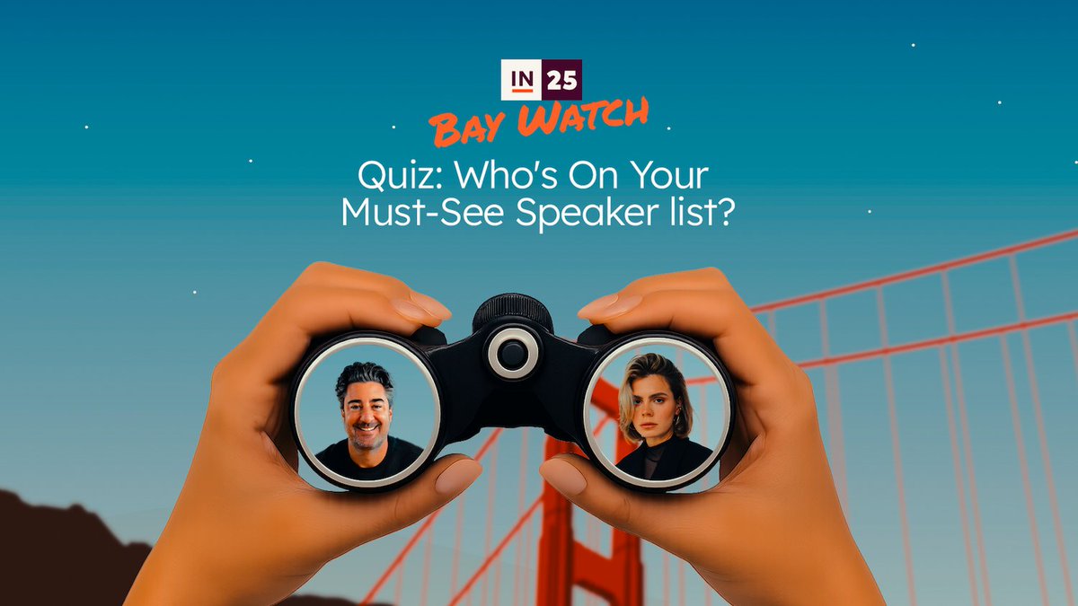 INBOUND's tweet image. "I'll be ready! 🎵" ...will you?
Our Bay Watch quiz is scanning the San Francisco horizon for sessions that match your learning style, but might not be on your radar!
Take the quiz: bit.ly/3GxNAxI