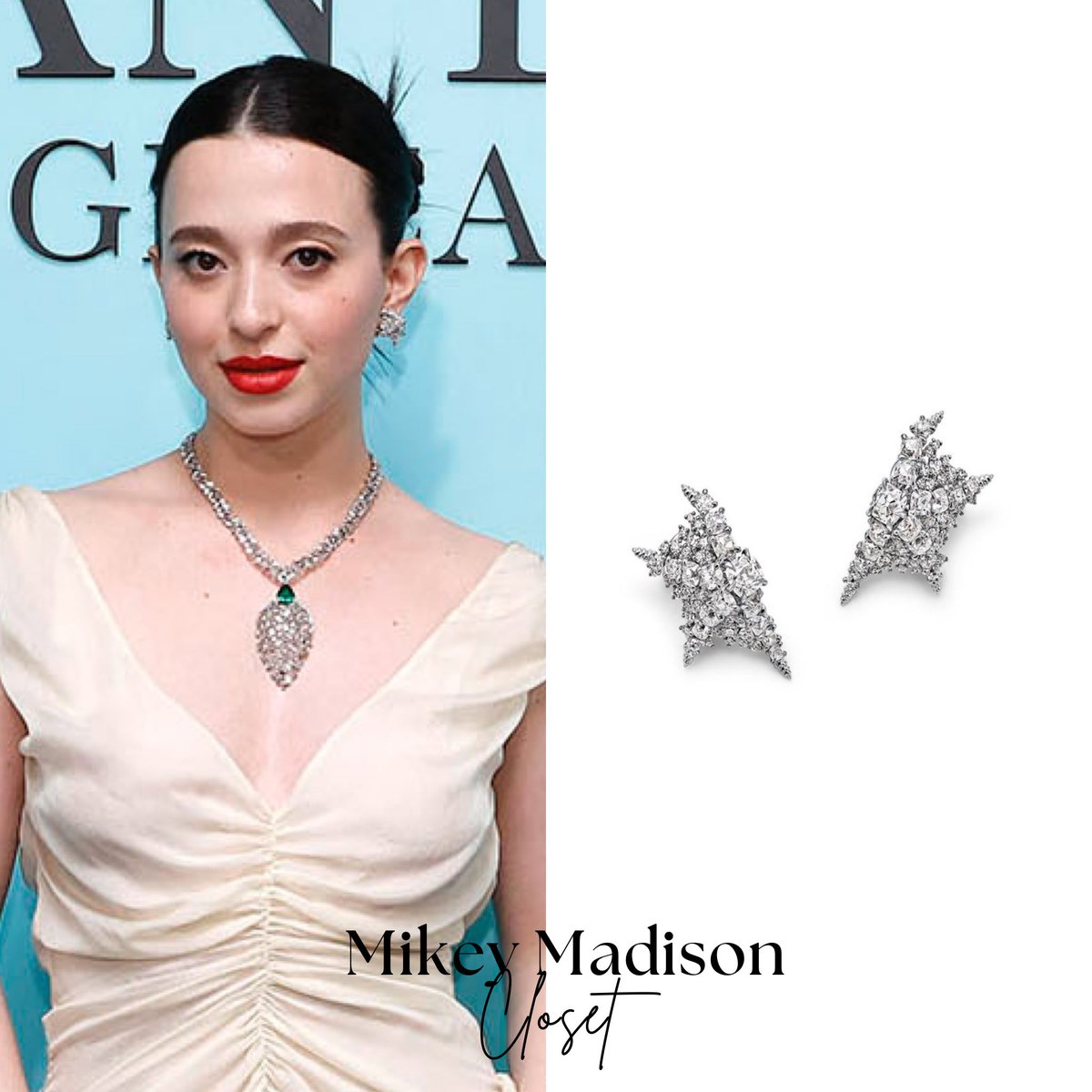 Mikey Madison attends the Tiffany &amp; Co. Ginza Store Opening || July 10, 2025

Mikey Wears:
Colleen Allen Look 5 from the Fall 2025  RTW Collection 
<a href="/tiffanyandco/">Tiffany & Co.</a> - “Diamond Starfish Earrings” ($N/A)