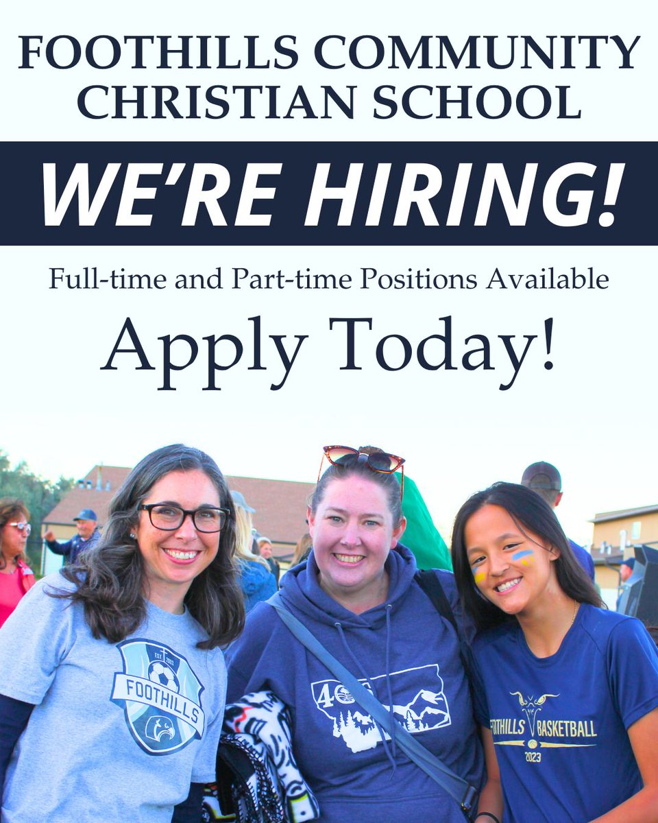 Foothillsfalcon's tweet image. Learn more about all open positions on our website: foothillschristian.org/about/employme…