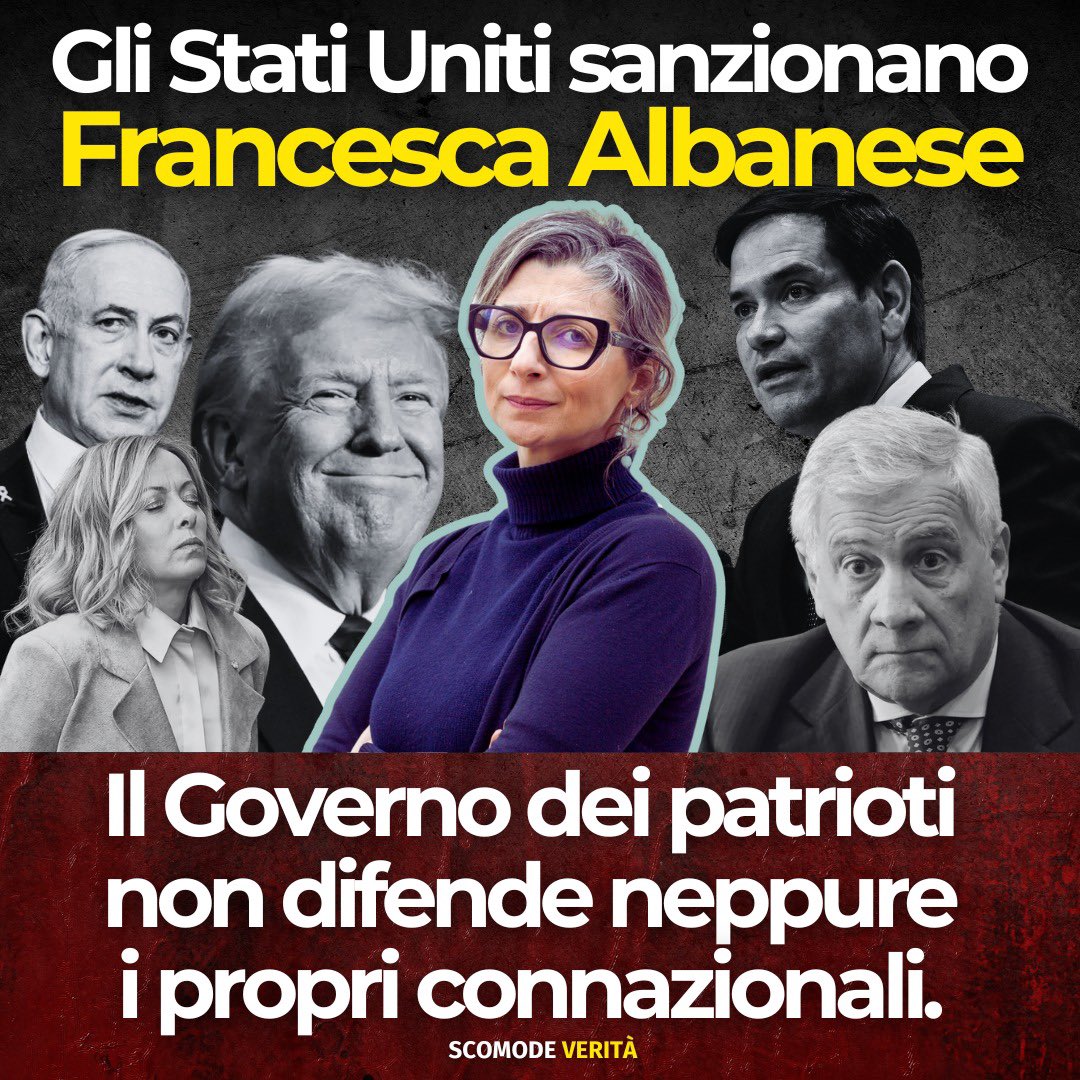 Francesca Albanese, giurista, relatrice speciale dell’ONU sui diritti nei territori palestinesi occupati, è sotto attacco. Leggete qui 👉 alessandrodibattista.substack.com/p/tutti-contro… e iscrivetevi al mio canale Substack