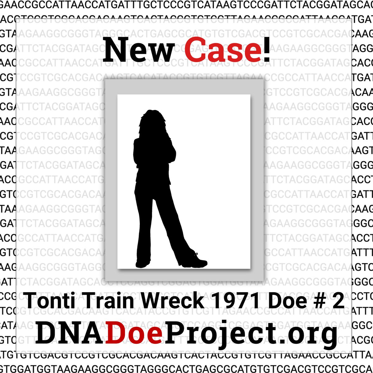 DNA Doe Project (@dnadoeproject) on Twitter photo Two new cases from 1971 in Illinois, where a train derailment killed 11 people. One remained unidentified. Last month it was discovered that there were co-mingled remains of two people within the grave - one juvenile and one adult.
dnadoeproject.org/case/tonti-tra…
dnadoeproject.org/case/tonti-tra… Two new cases from 1971 in Illinois, where a train derailment killed 11 people. One remained unidentified. Last month it was discovered that there were co-mingled remains of two people within the grave - one juvenile and one adult.
dnadoeproject.org/case/tonti-tra…
dnadoeproject.org/case/tonti-tra…