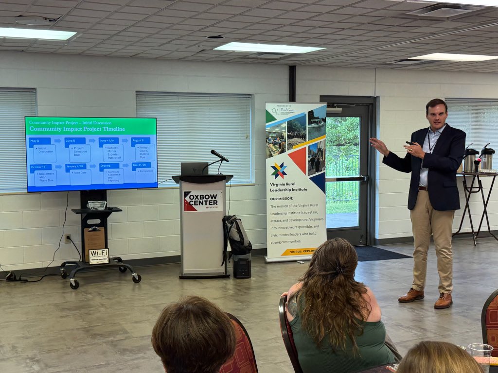 VARuralCenter's tweet image. As a component of #VRLI, cohort members develop and implement a Community Impact Project to solve a problem or address a need in their locality- providing a tangible ROI for their communities.
Cohort members shared their ideas and practiced “elevator pitches” for their projects!
