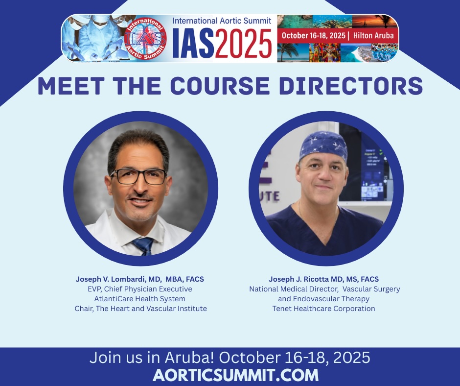 International Aortic Summit (@intaorticsummit) on Twitter photo Meet the IAS Course Directors Drs. Joseph Lombardi and Joseph Ricotta! Register early and save at AorticSummit.com <a href="/VascSurgMD/">Joseph V. Lombardi MD MBA</a> #AortaEd #aortic #surgery Meet the IAS Course Directors Drs. Joseph Lombardi and Joseph Ricotta! Register early and save at AorticSummit.com <a href="/VascSurgMD/">Joseph V. Lombardi MD MBA</a> #AortaEd #aortic #surgery