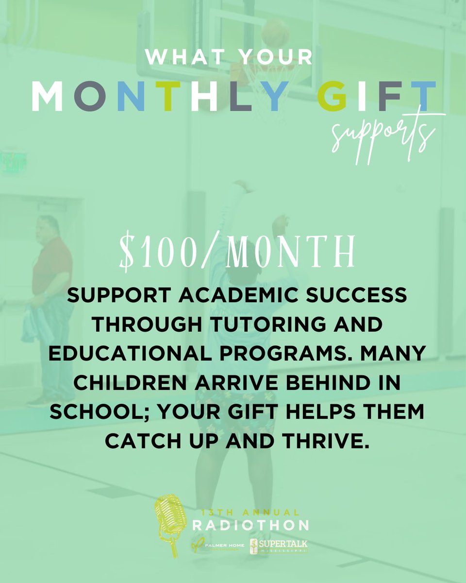 This Radiothon, become a Monthly Palmer Hero and help provide love and care all year long!
  
Pledge your monthly gift here: secure.qgiv.com/for/1ar2rd

#PalmerHome #Radiothon2025 #SupertalkMS